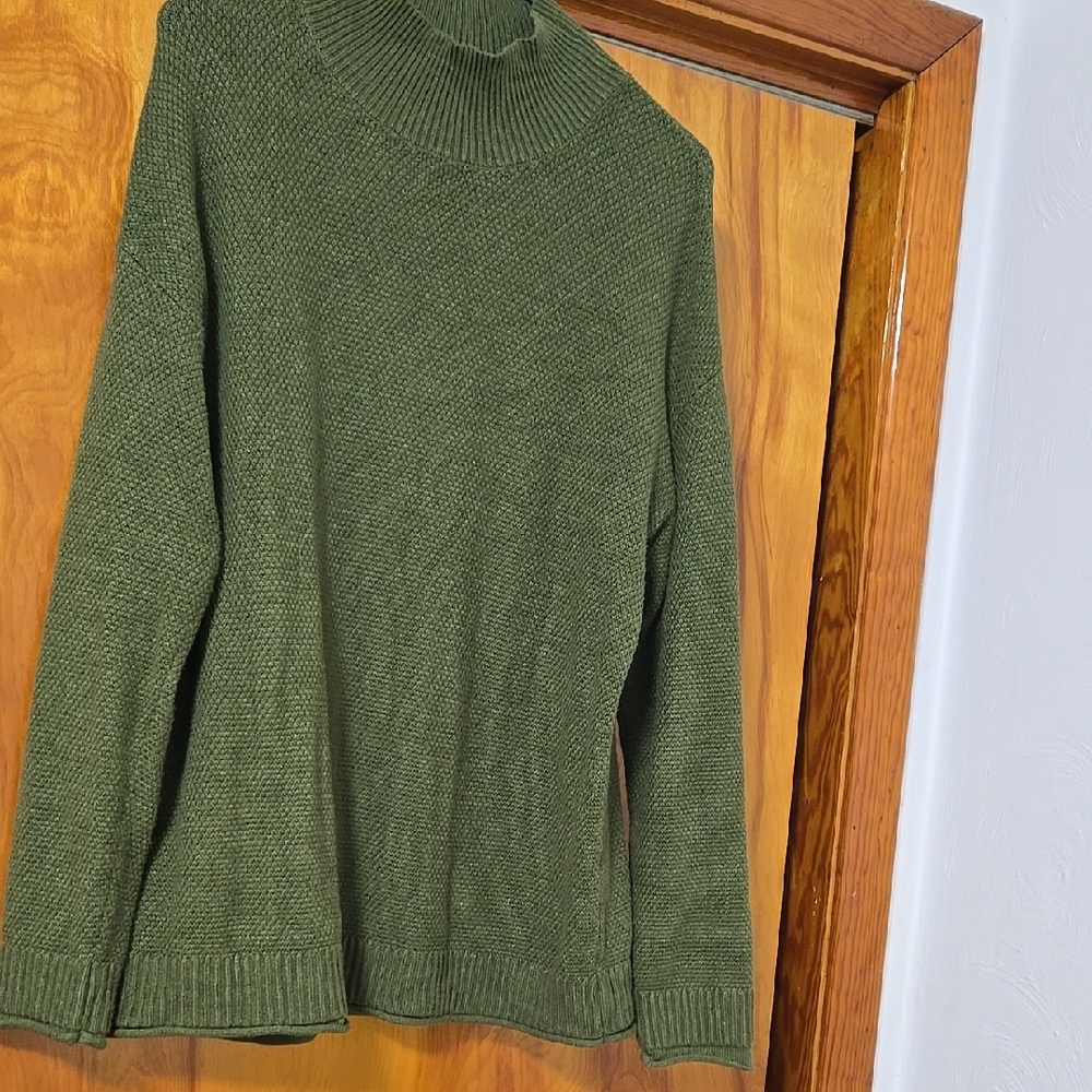 MEROKEETY Women's Olive Green Mock Turtleneck Sweater